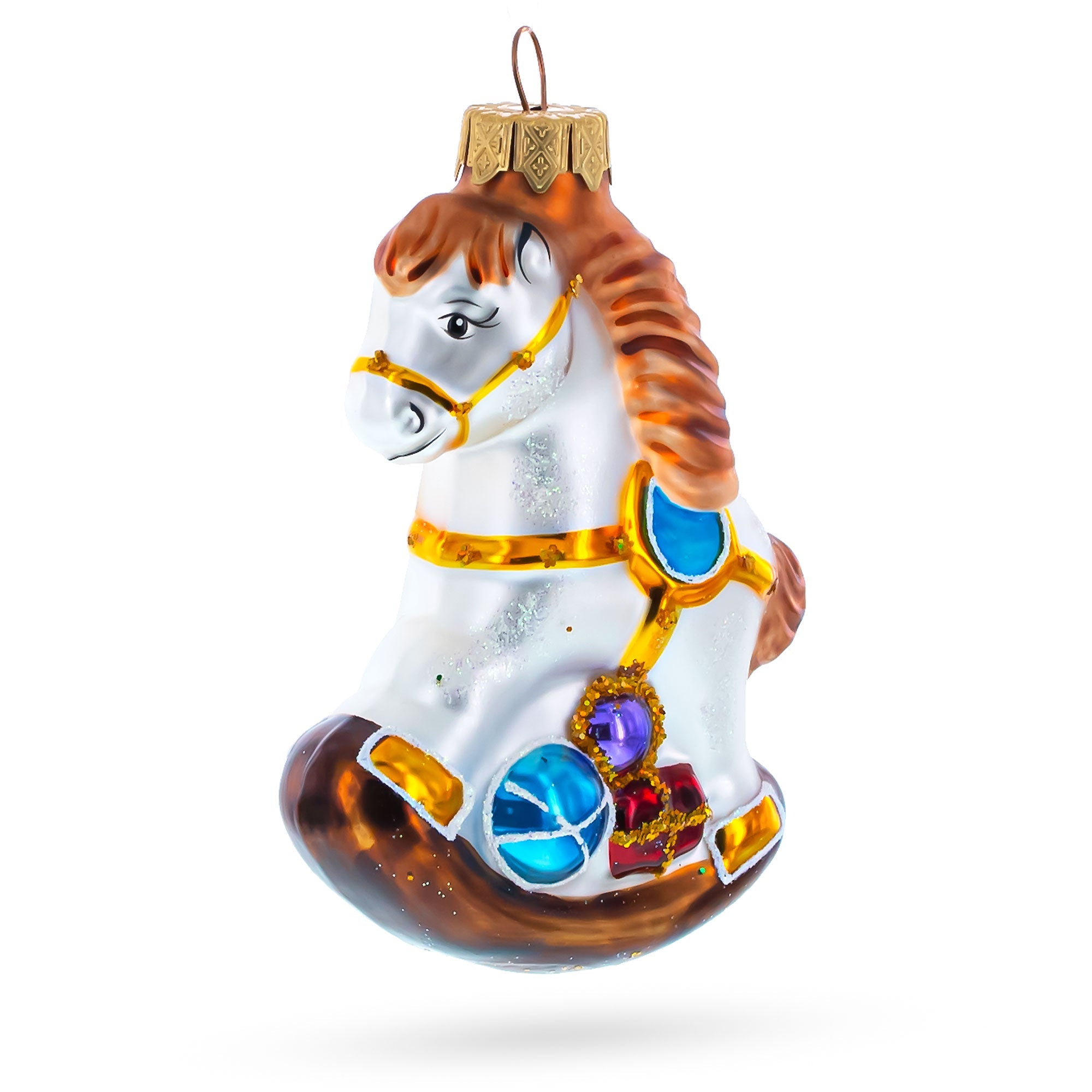 Vintage Style Rocking Horse Glass Christmas Ornament