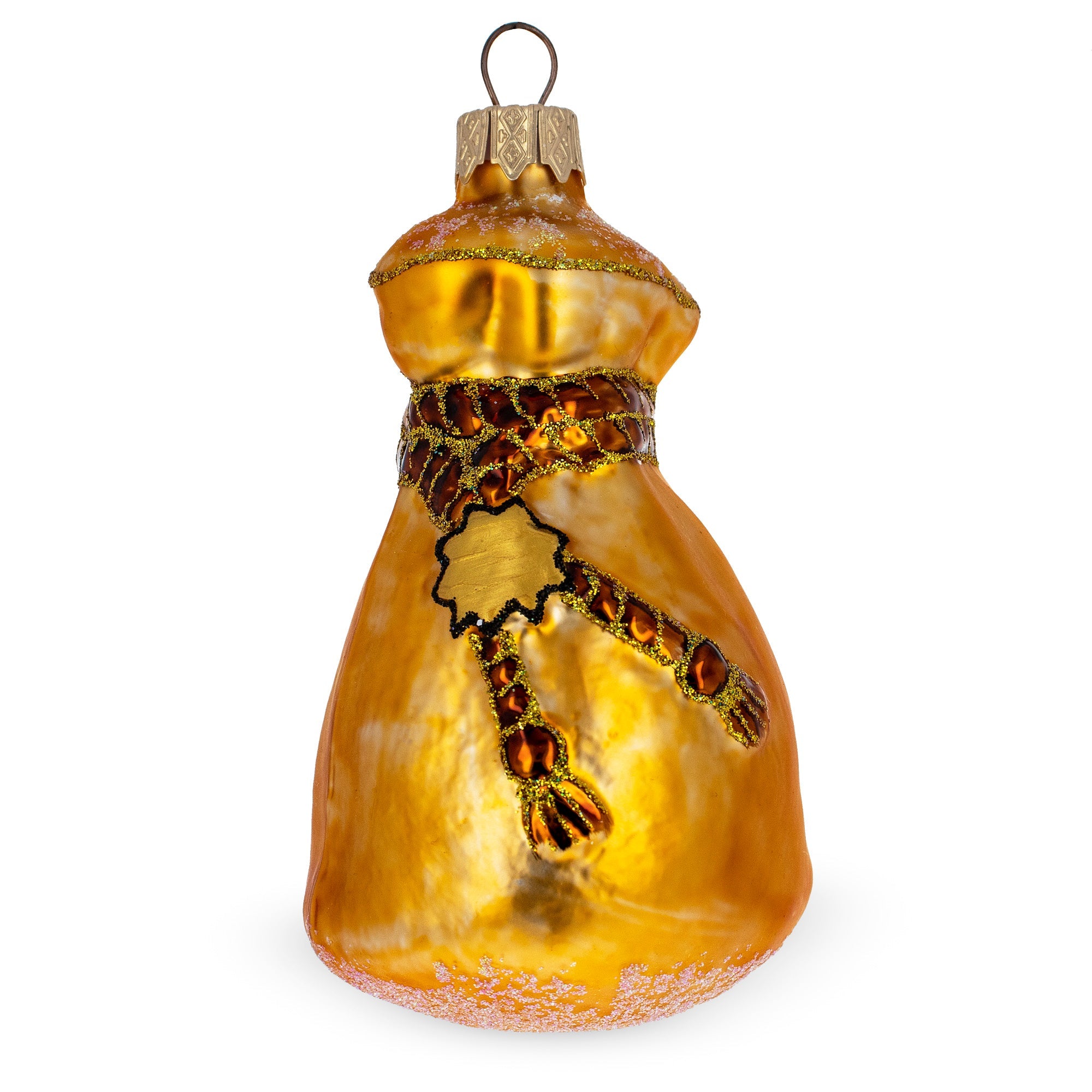 Gold Money Bag With Green Dollar Sign Glass Christmas Ornament