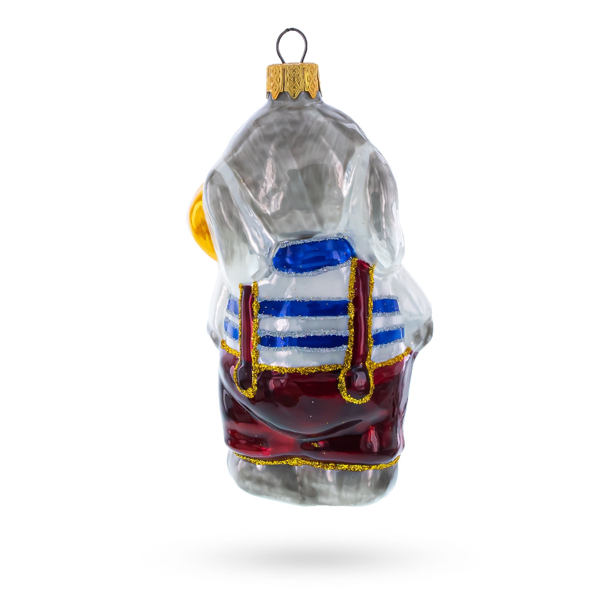 Elephant In Red Outfit Glass Christmas Ornament