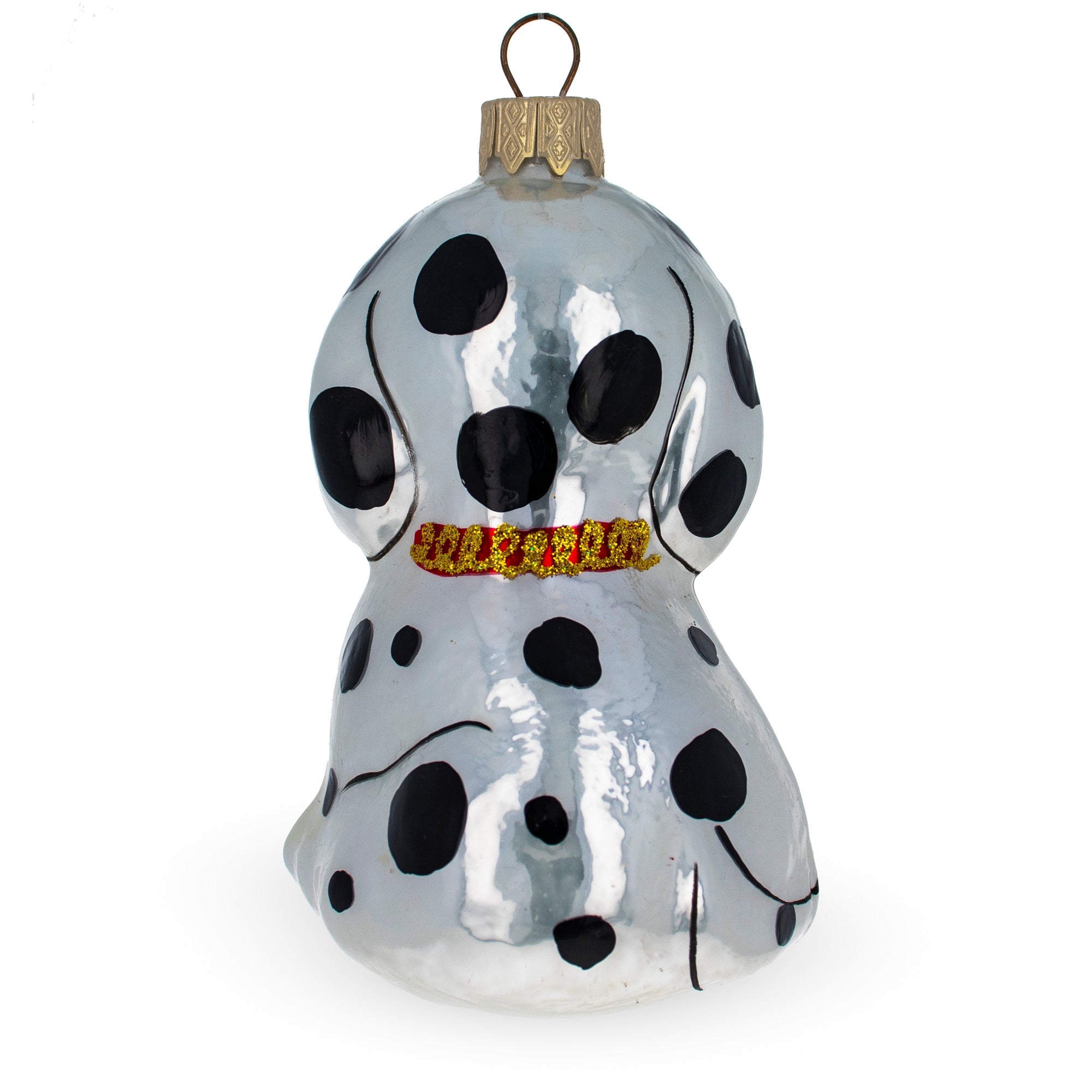 Dalmatian Puppy with Green Eyes Glass Christmas Ornament