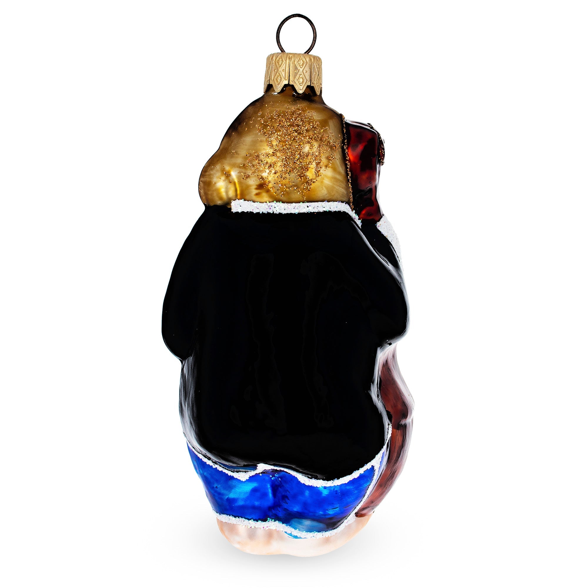 Musician Monkey Playing Cello Glass Christmas Ornament