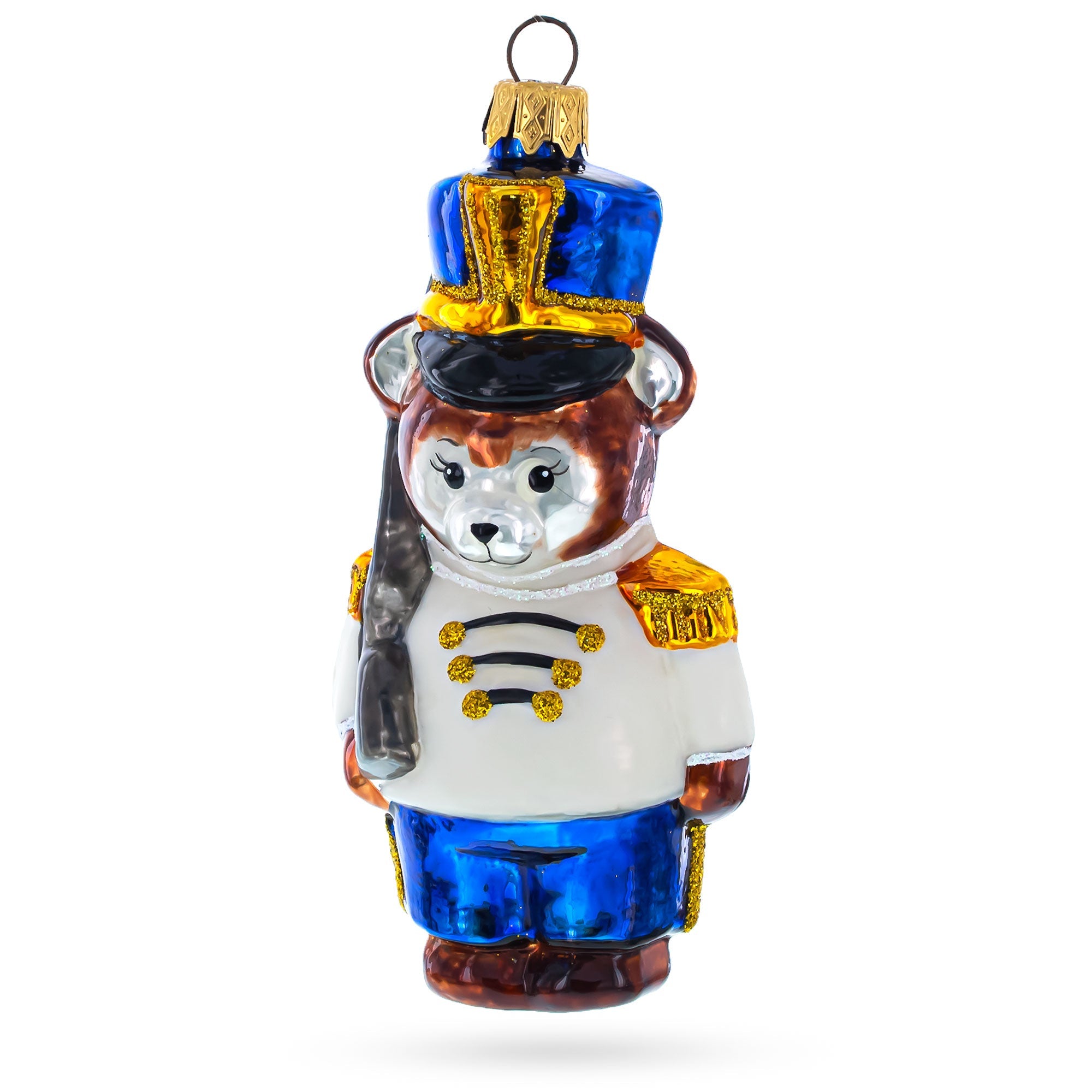 Nutcracker Bear Glass Christmas Ornament