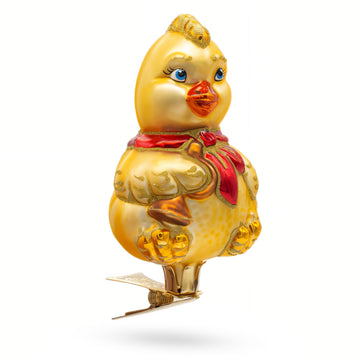Baby Chick Clip on Glass Christmas Ornament