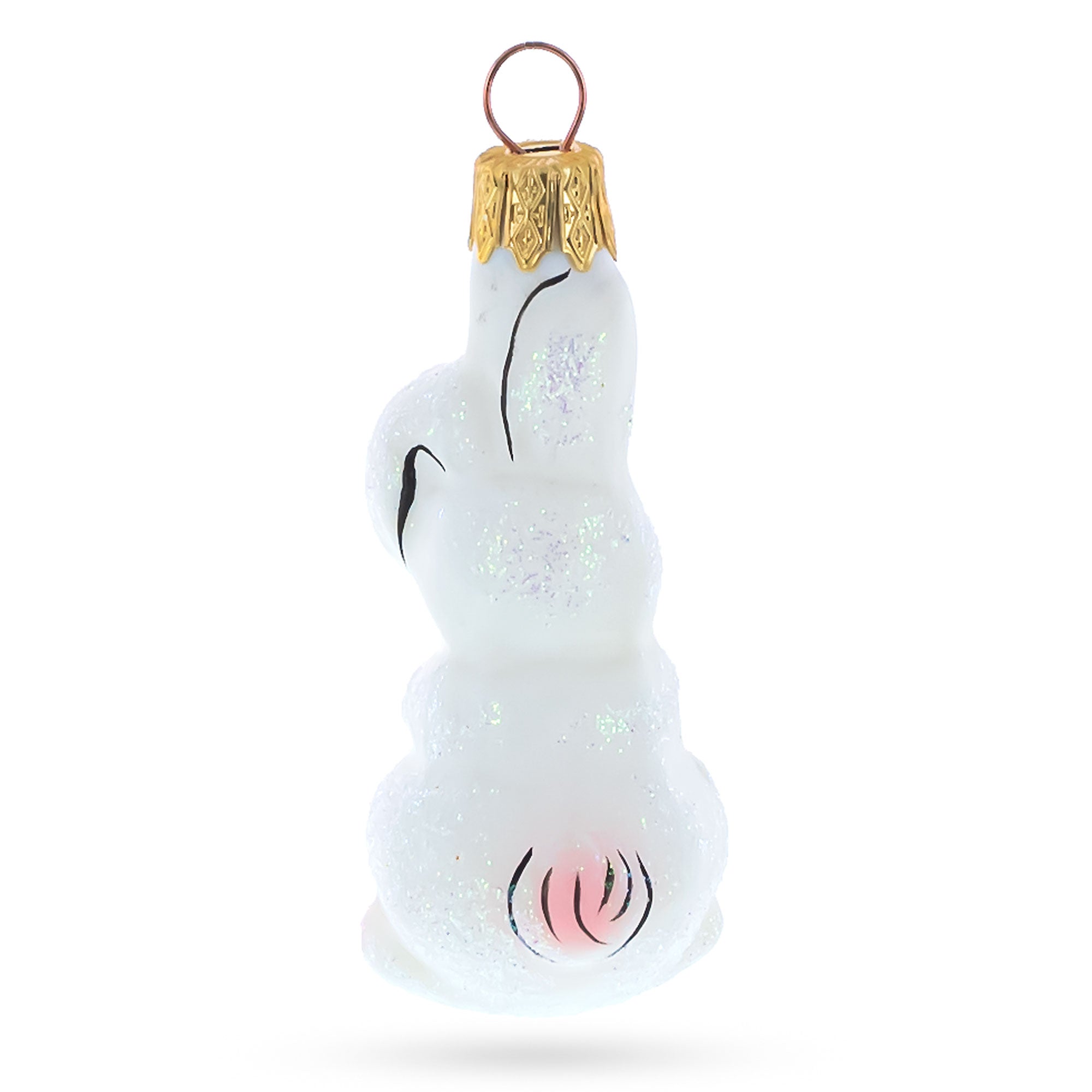 White Bunny Rabbit Glass Christmas Ornament