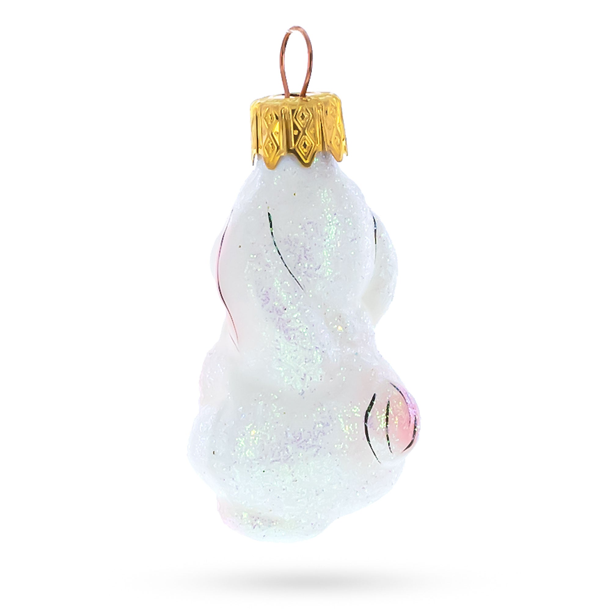 Bunny with Pink Ears Mini Glass Christmas Ornament