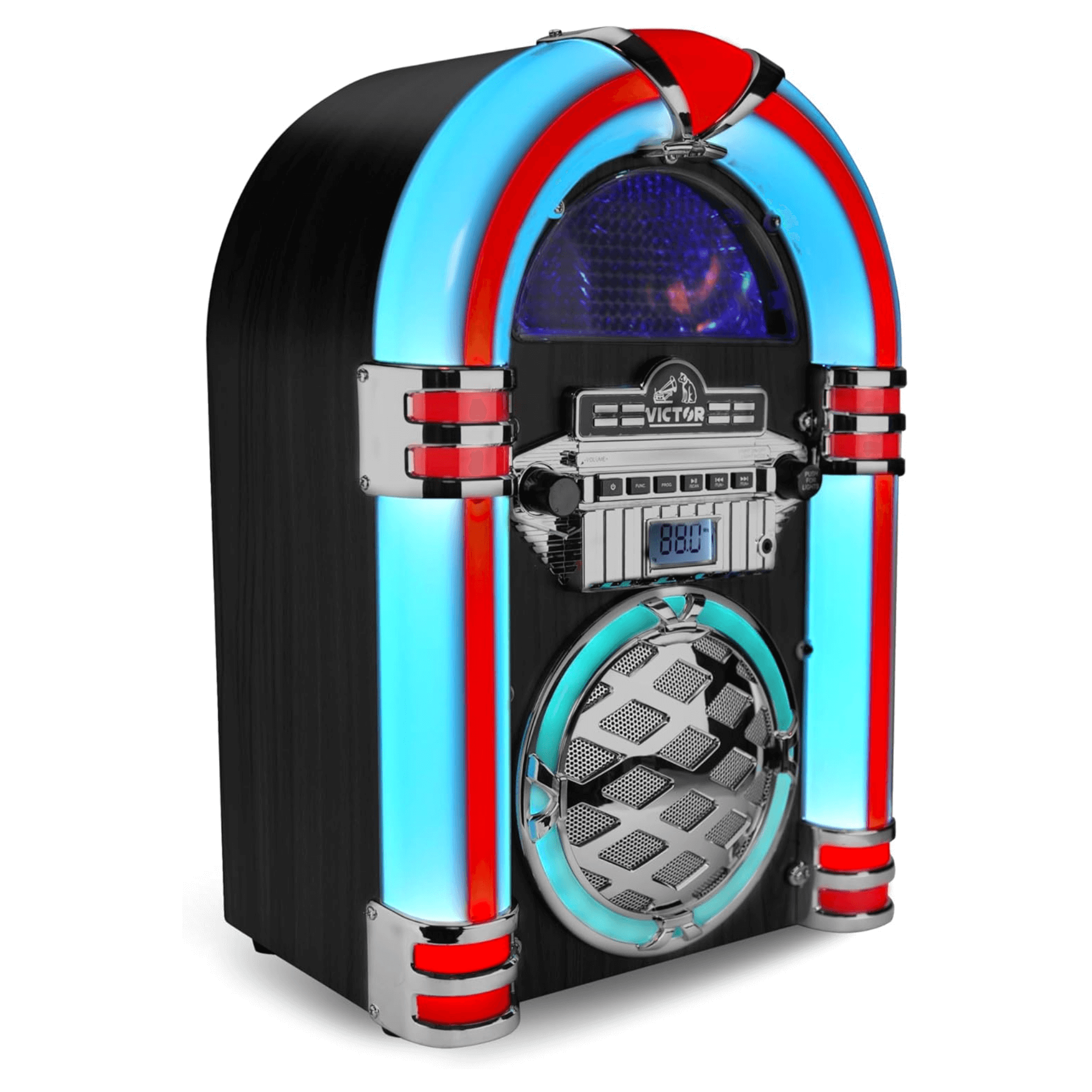 Victor Wilshire Bluetooth Jukebox with Multicolor LED Lighting and FM Radio
