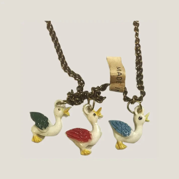 Adorable Antique Vintage 1950s Duck Choker Necklace