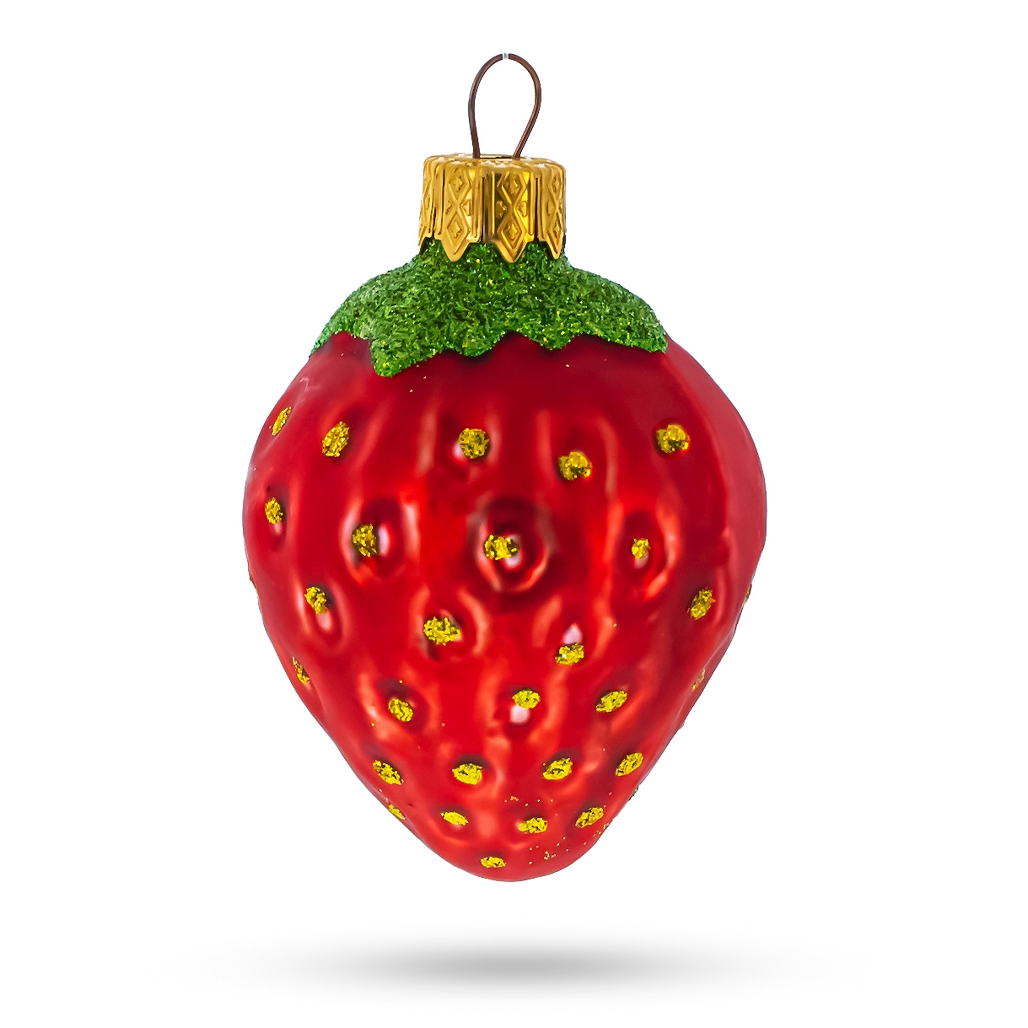 Strawberry with Leaf Glass Christmas Ornament