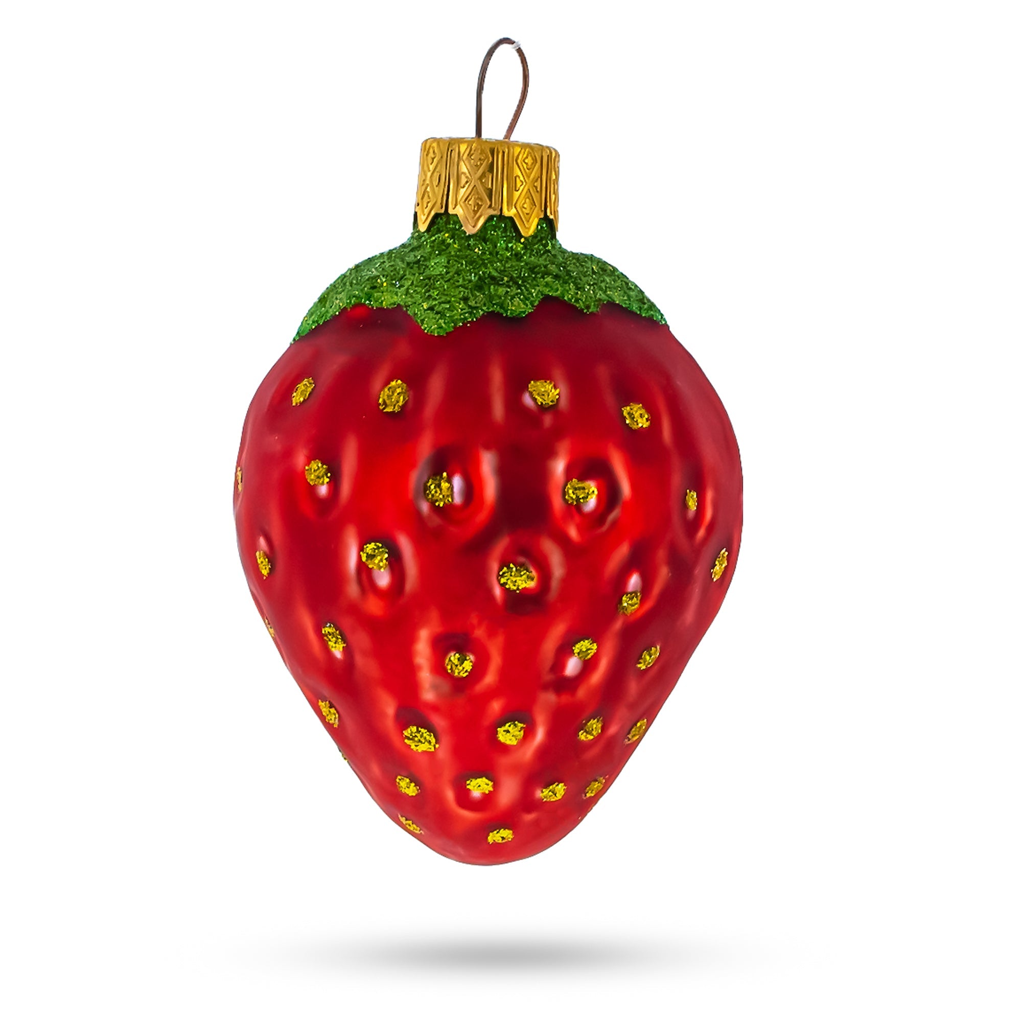 Strawberry with Leaf Glass Christmas Ornament