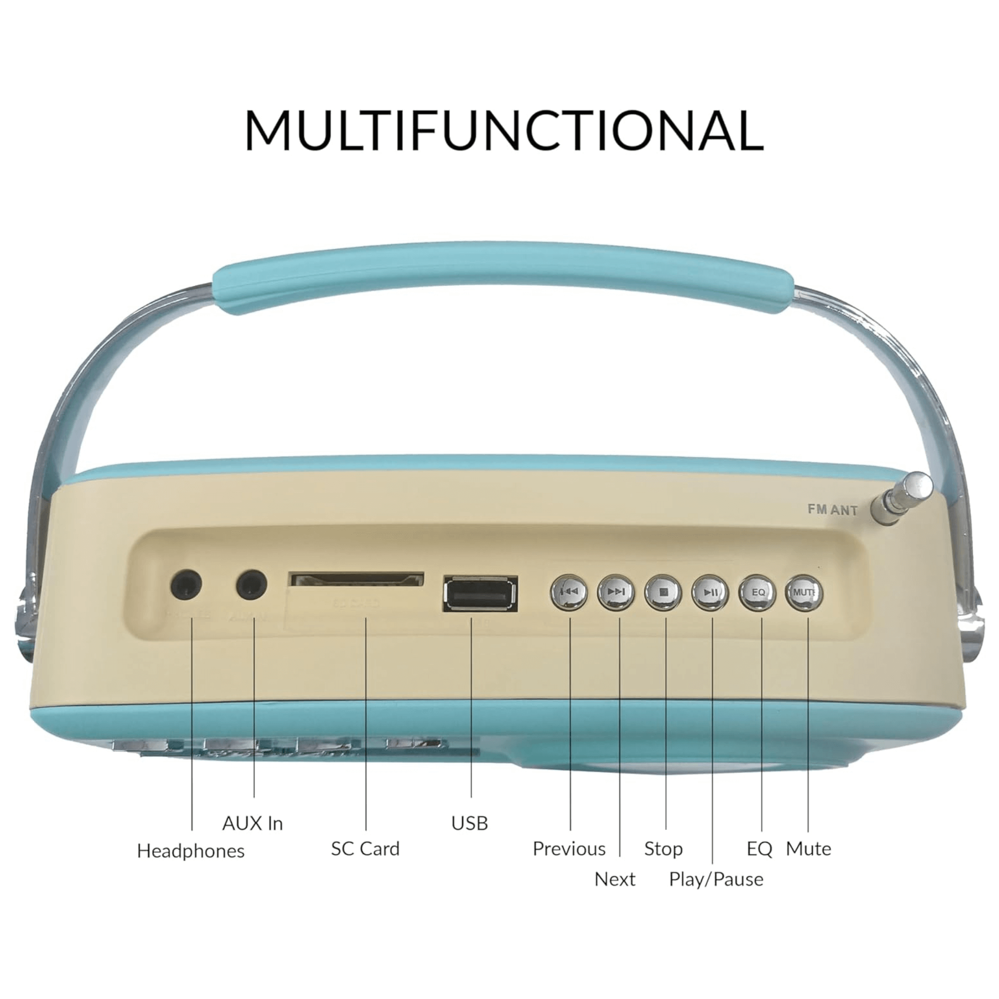 Supersonic Multi-Function Bluetooth Retro Speaker with Rechargeable Battery