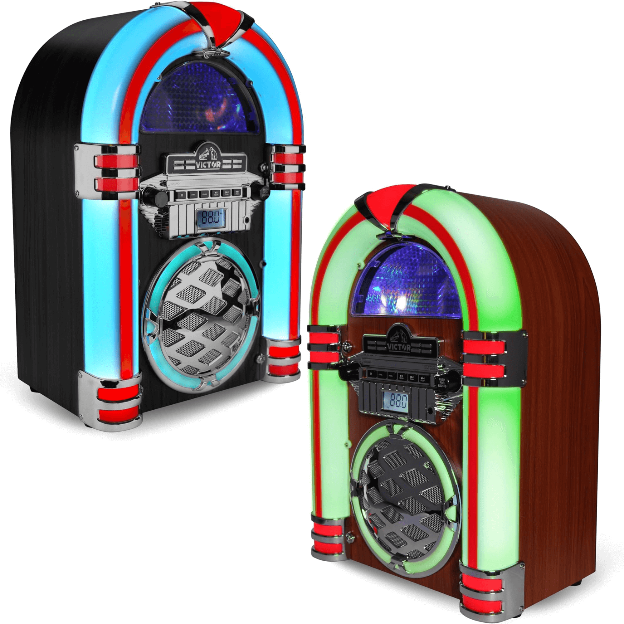 Victor Wilshire Bluetooth Jukebox with Multicolor LED Lighting and FM Radio