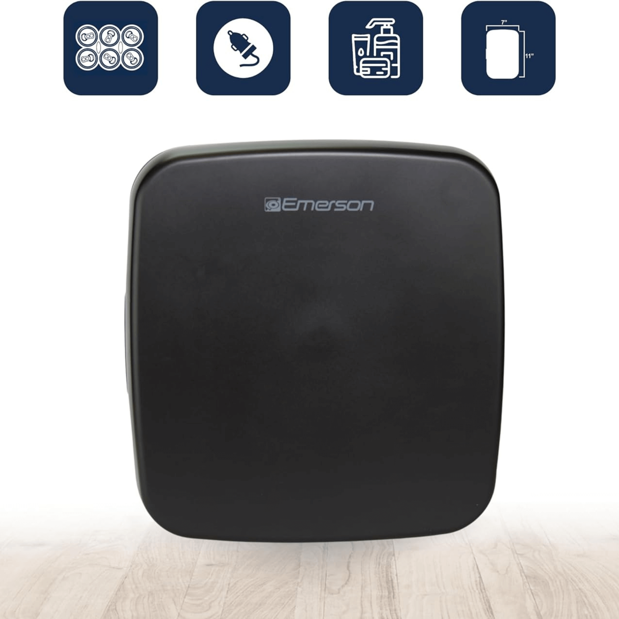 Emerson Portable Mini Fridge Cooler XL with 9 Liter Capacity and Locking Latch