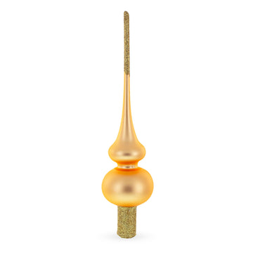 Solid Orange with Sparkling Top Glass Christmas Tree Topper 11 Inches