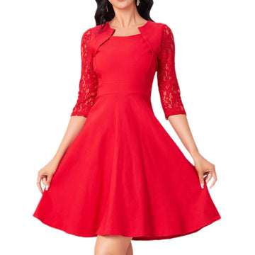 Women's Fashion Personality Vintage Floral Lace Dress