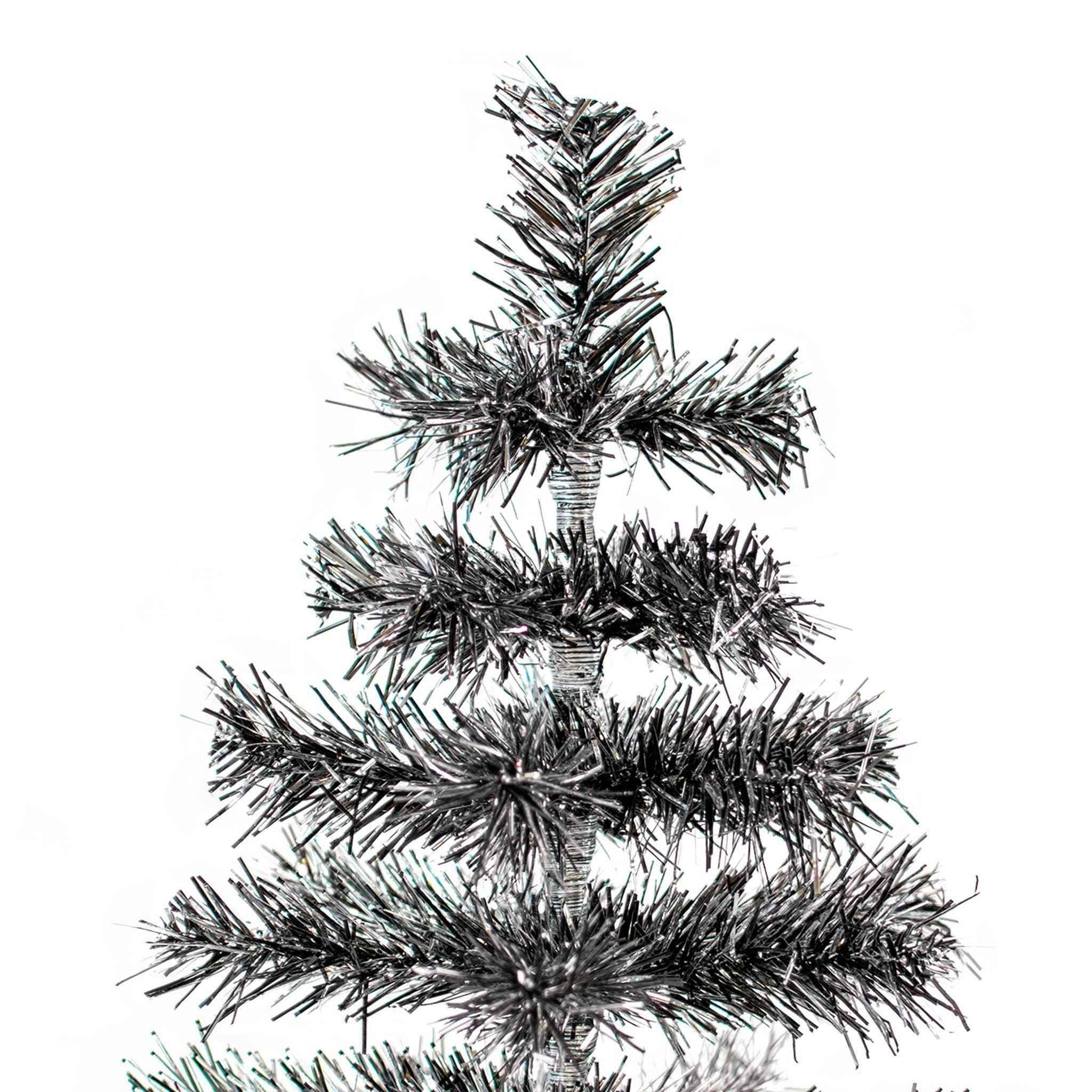Black & Silver Firework Tinsel Tree