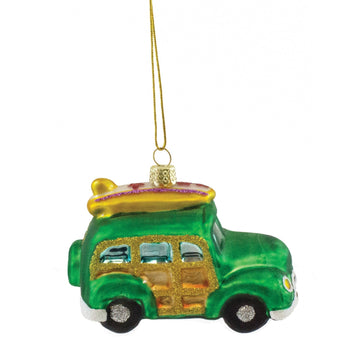 Blown Glass Woody Van Christmas Ornament