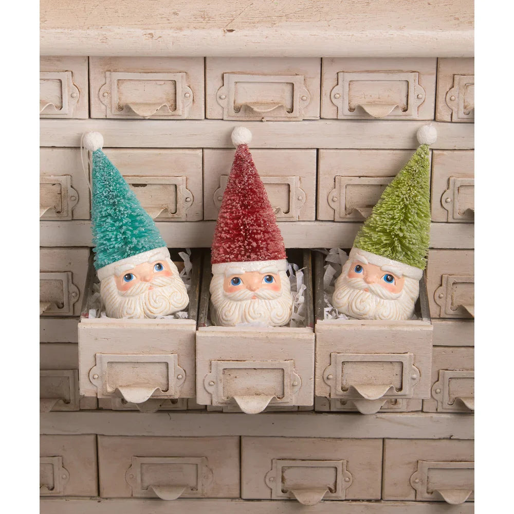 Bottle Brush Santa Green Ornament by Bethany Lowe Designs