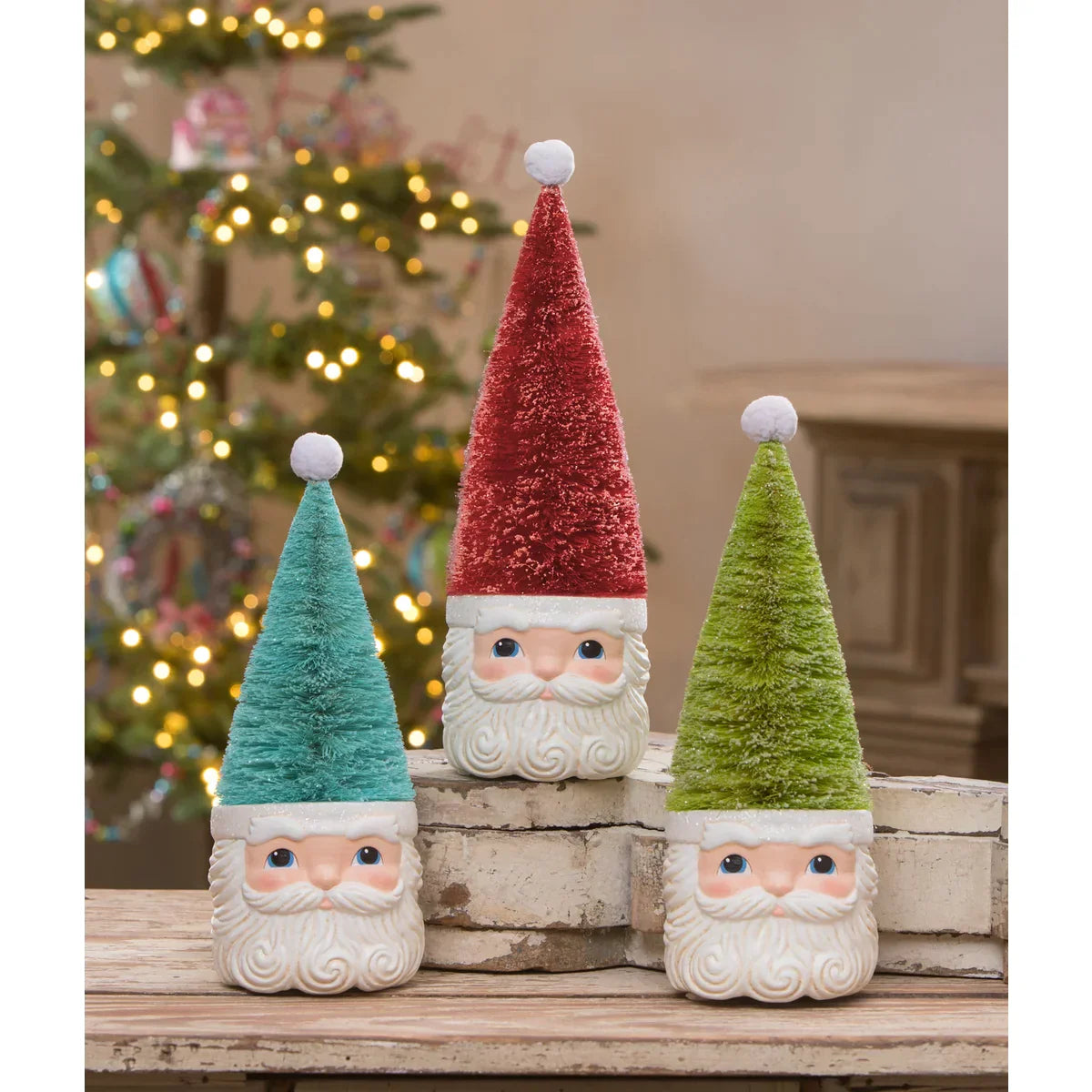 Bottle Brush Santa Red Figure by Bethany Lowe Designs -12"