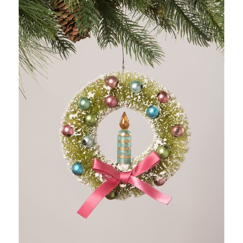 Brights Candle in Wreath Ornament by Bethany Lowe Designs