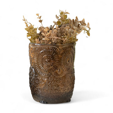 Brown Glass Owl Vase