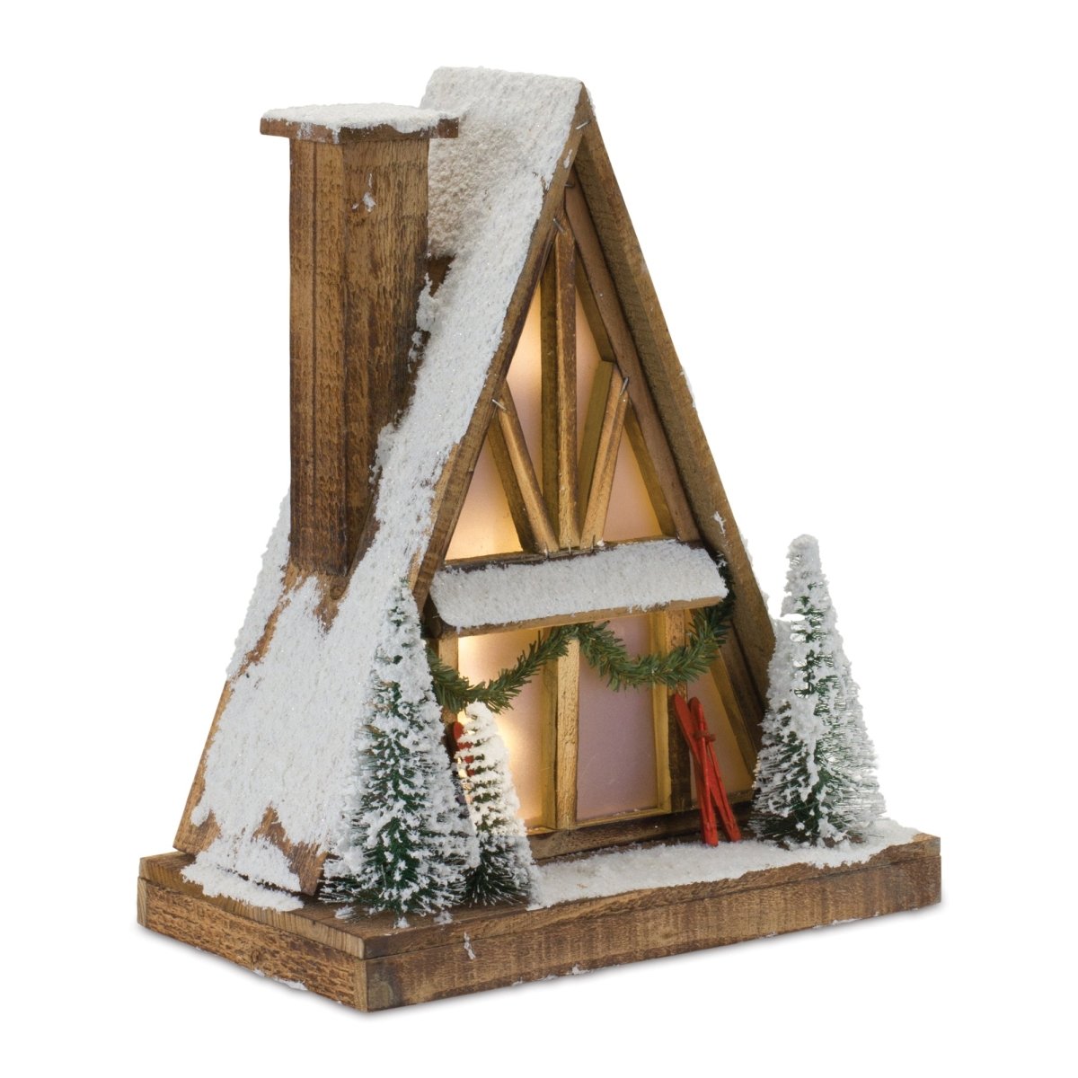 16.5" Vintage A-Frame Ski Lodge Lighted Display