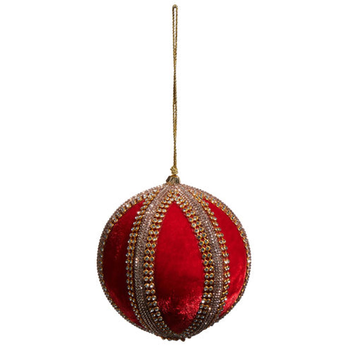 4" Velvet Jeweled Ball Ornament