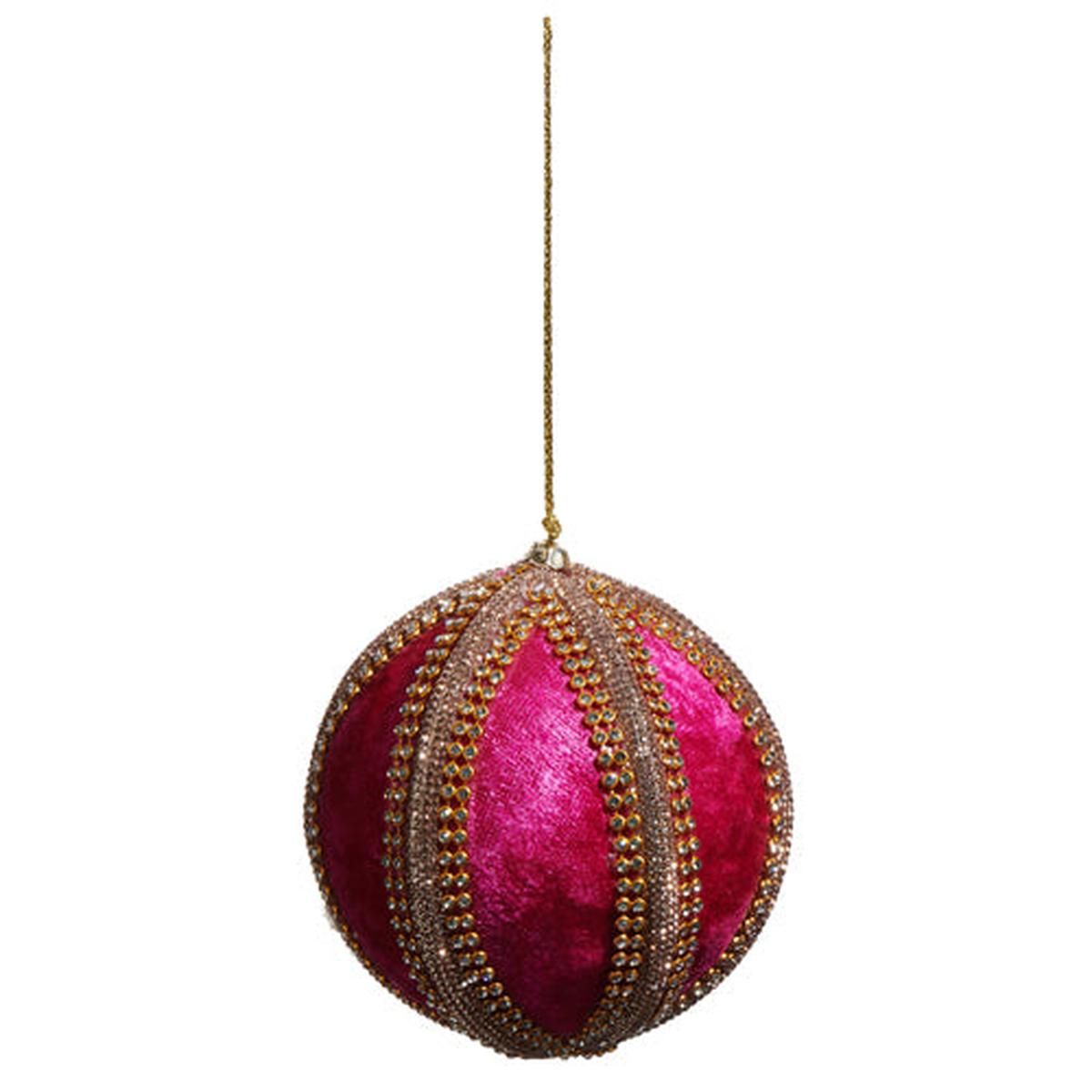 4" Velvet Jeweled Ball Ornament
