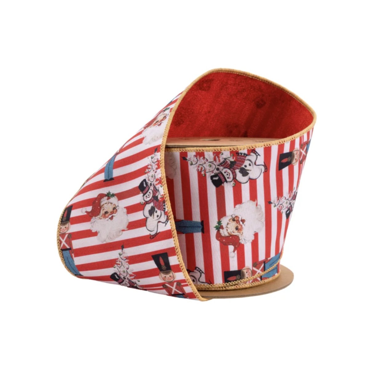 4" Vintage Toys Santa Ribbon: Red/White (10 Yards)