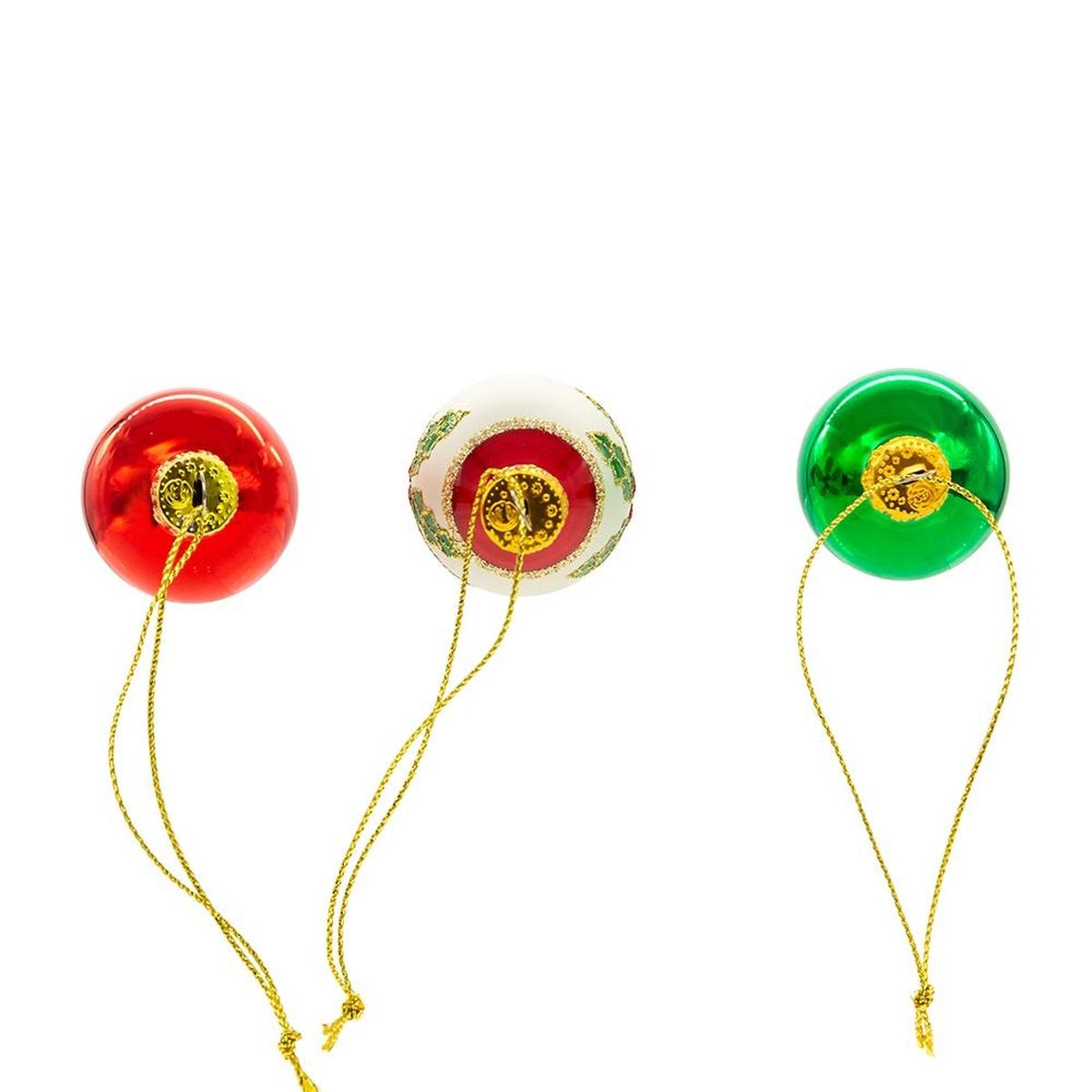 Kurt Adler 35MM Glass Green and Red Ball and Finial (Set of 12)