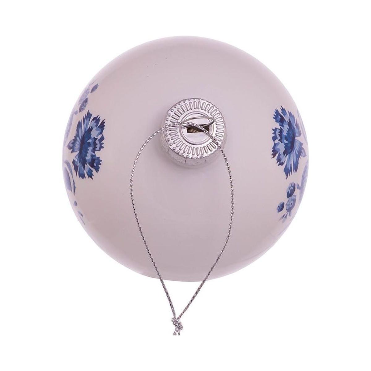 Kurt Adler 80MM Delft Blue Shiny Glass Ball Ornaments, 6-Piece Set