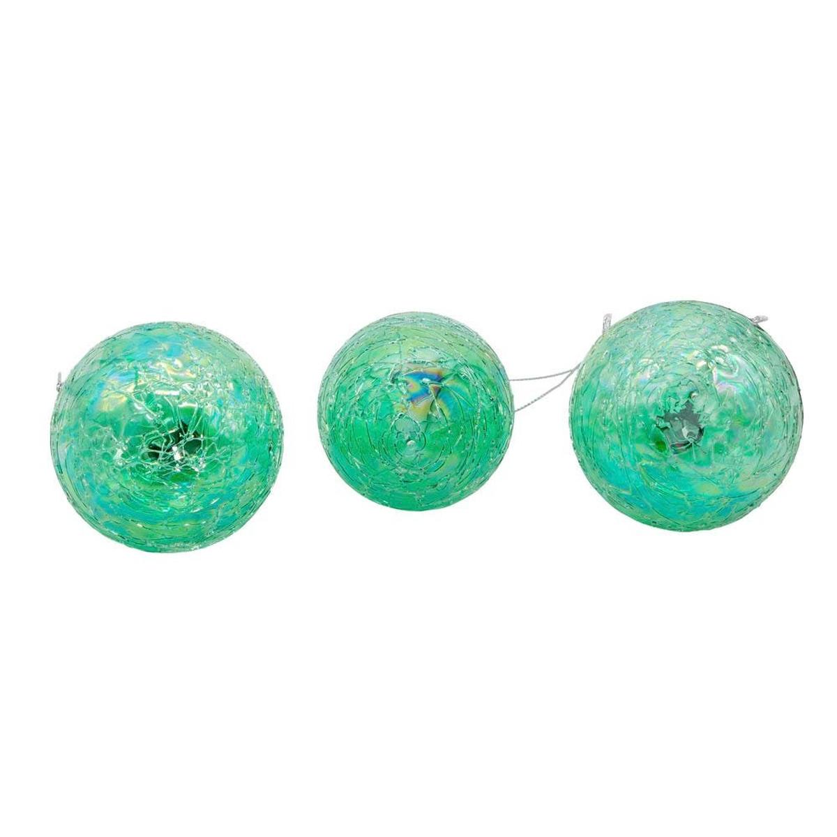 Kurt Adler 80MM Glass Iridescent Green Onion, Ball and Finial, (Set of 3)