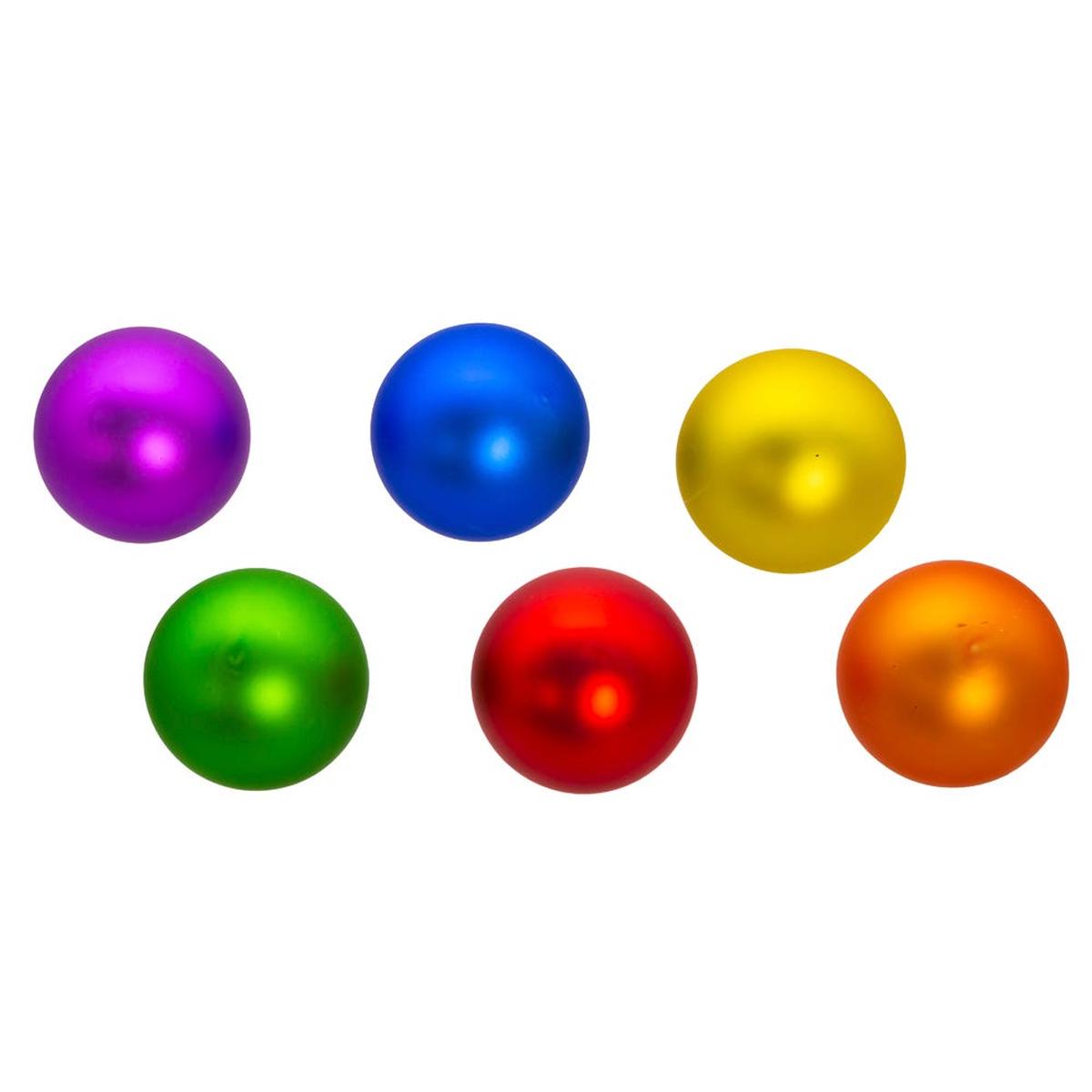 Kurt Adler 80MM Glass Matte Rainbow Ornaments (6 Pieces)