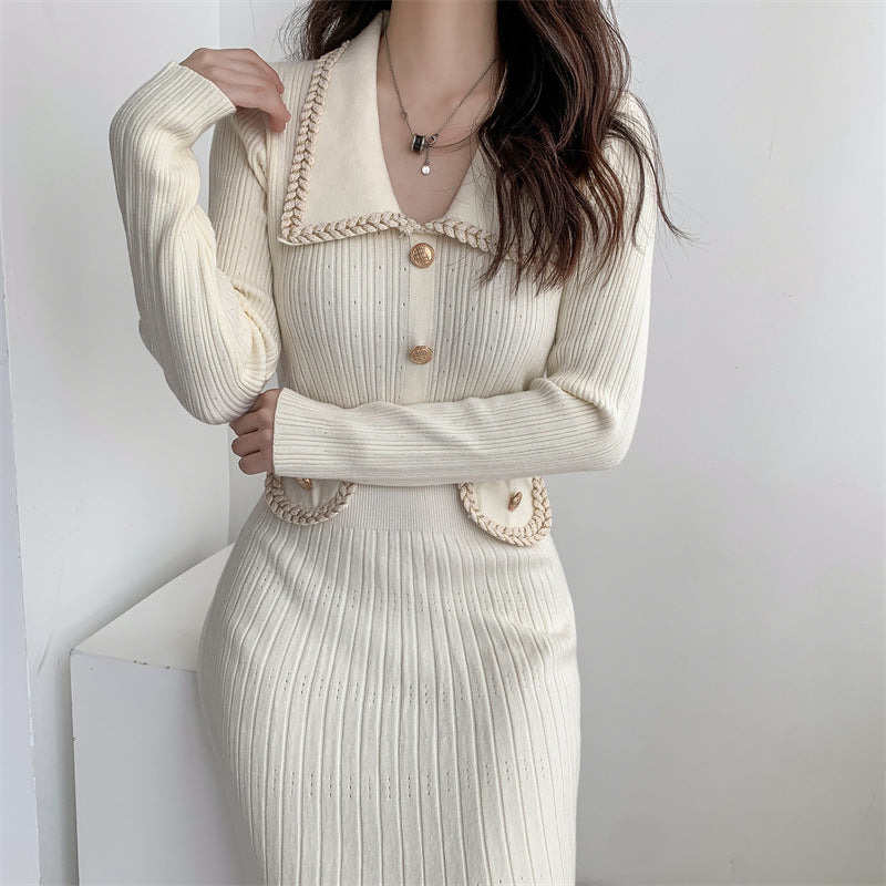 French Style Long Sleeve Knitted Women's Clothing