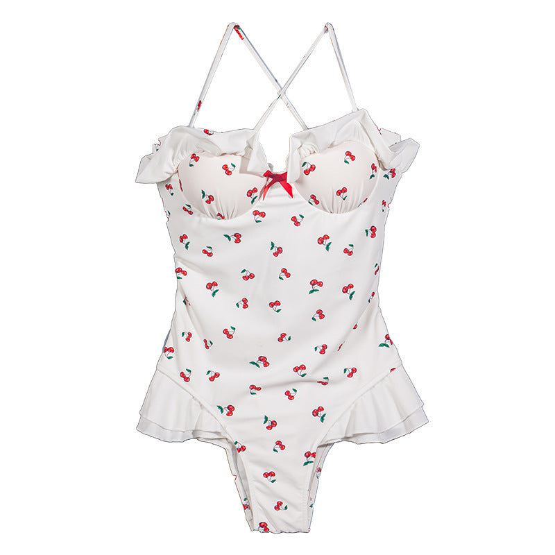 Women's Slim Looking Belly Covering Sweet Student Hot Spring One Piece Swimsuit