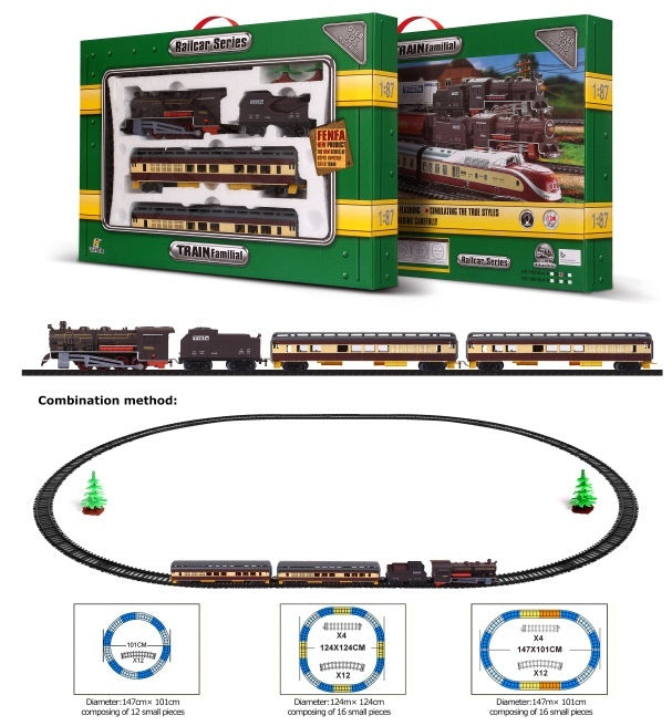 Retro Electric Rail Car Small Train Assembled Model Educational Toys