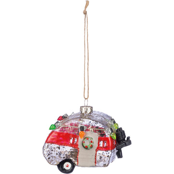 Retro Camper Blown Glass Ornament
