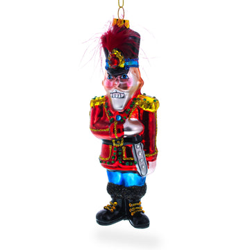 Nutcracker Soldier Glass Christmas Ornament