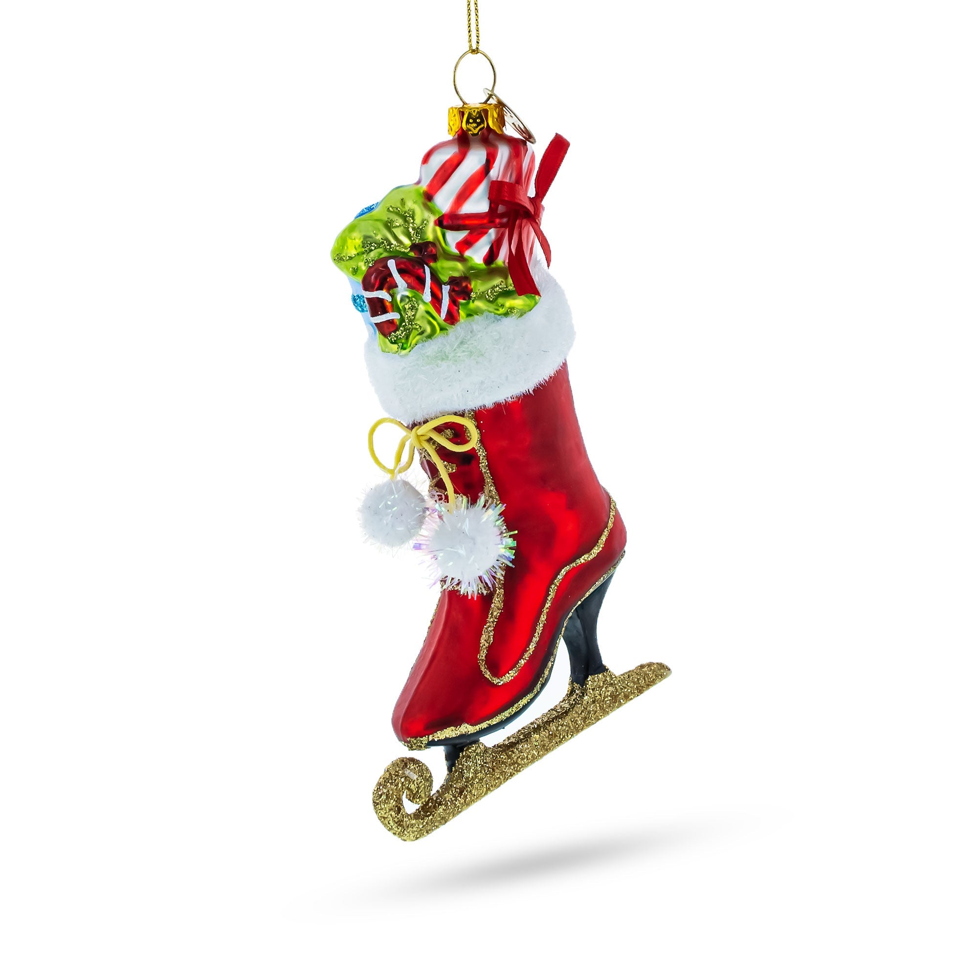 Red Ice Skate Glass Christmas Ornament