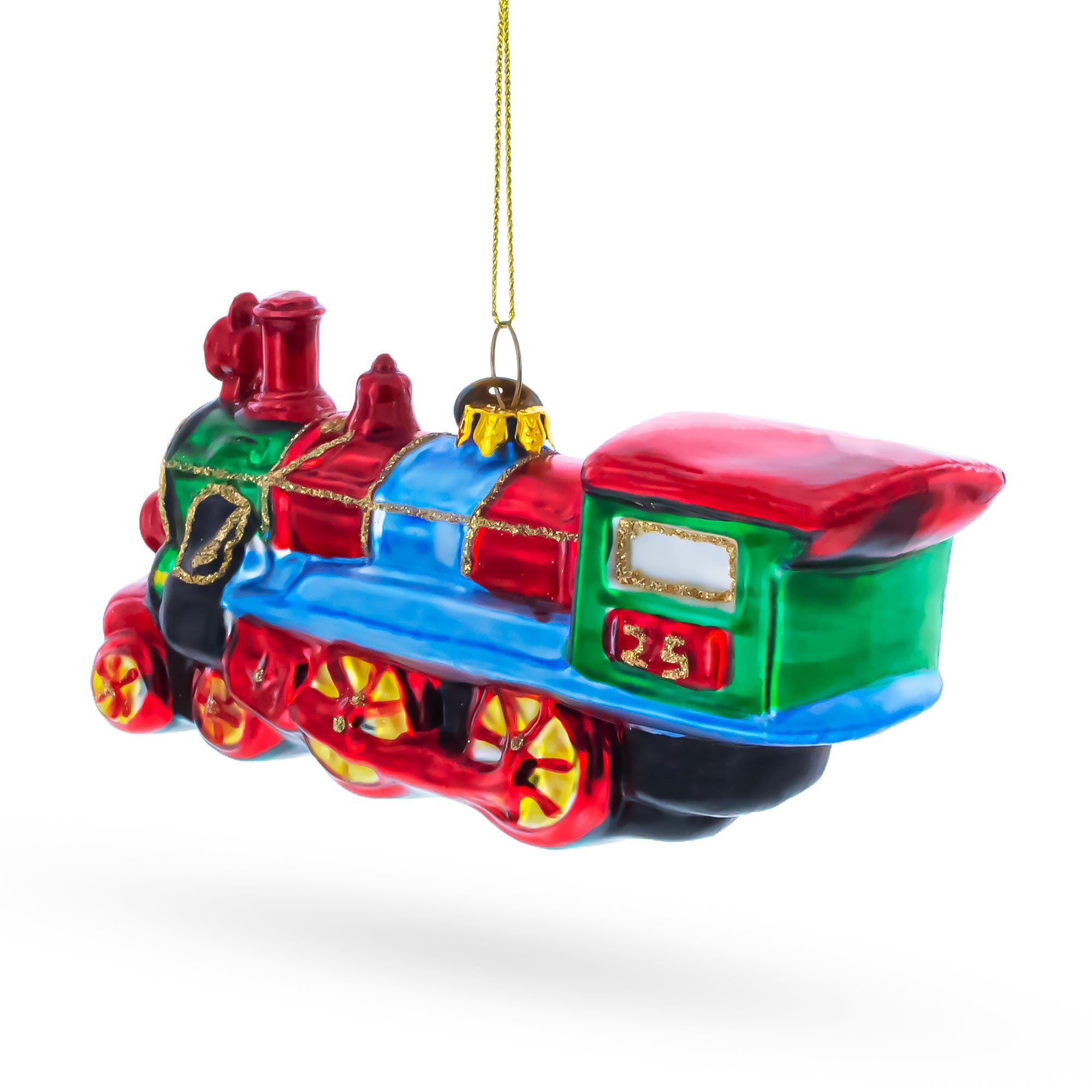 Steam Train Glass Christmas Ornament