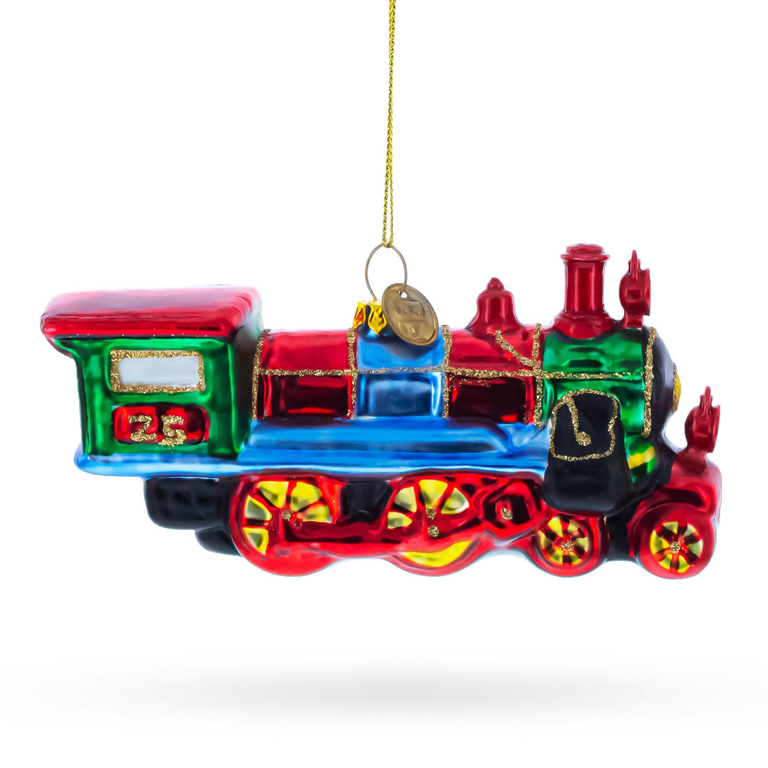 Steam Train Glass Christmas Ornament