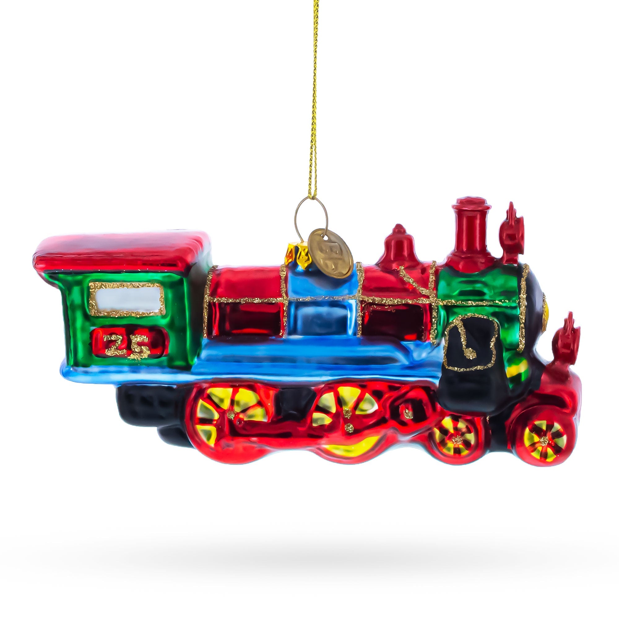 Steam Train Glass Christmas Ornament