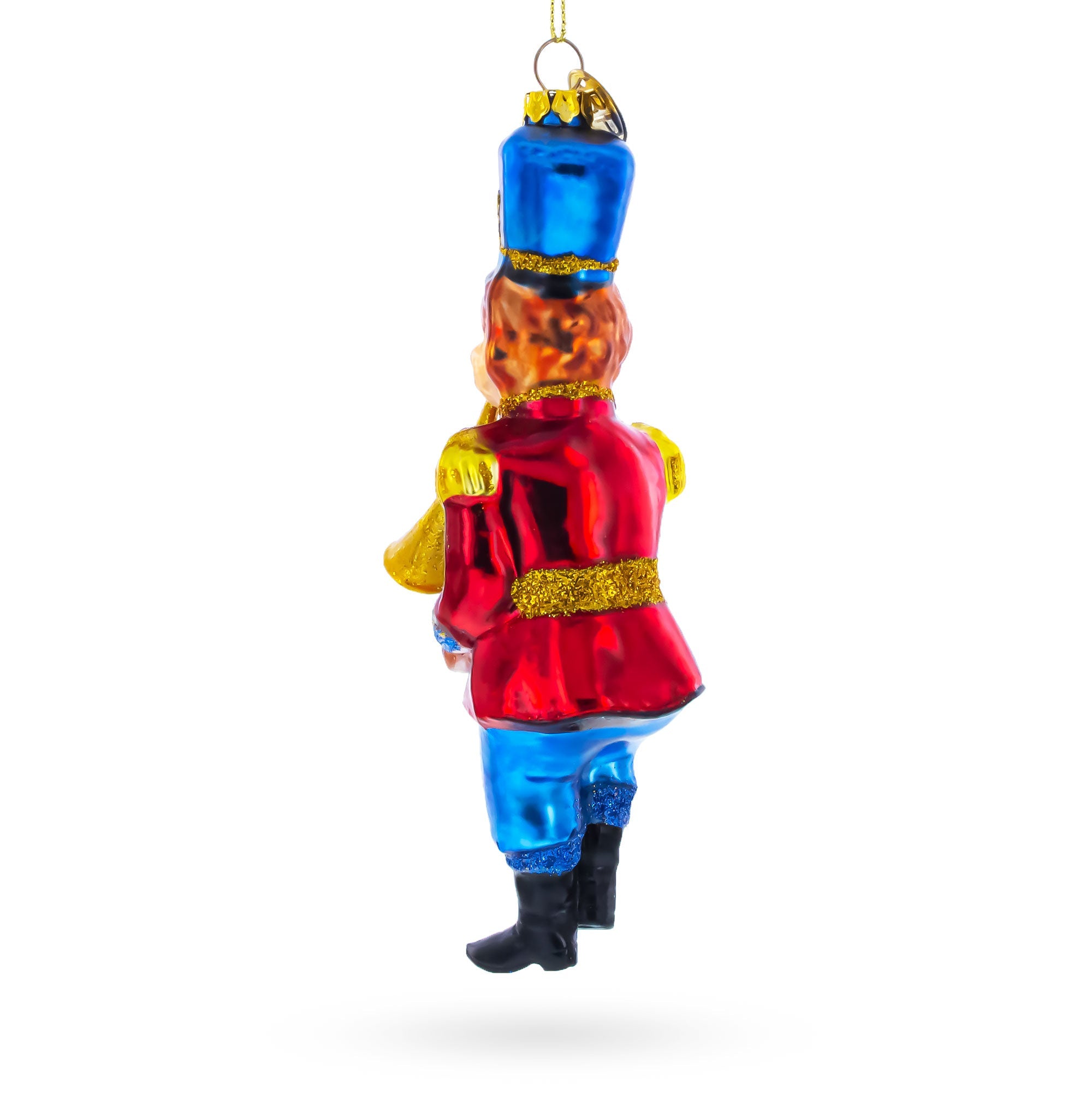 Monkey Nutcracker with Trumpet Glass Christmas Ornament