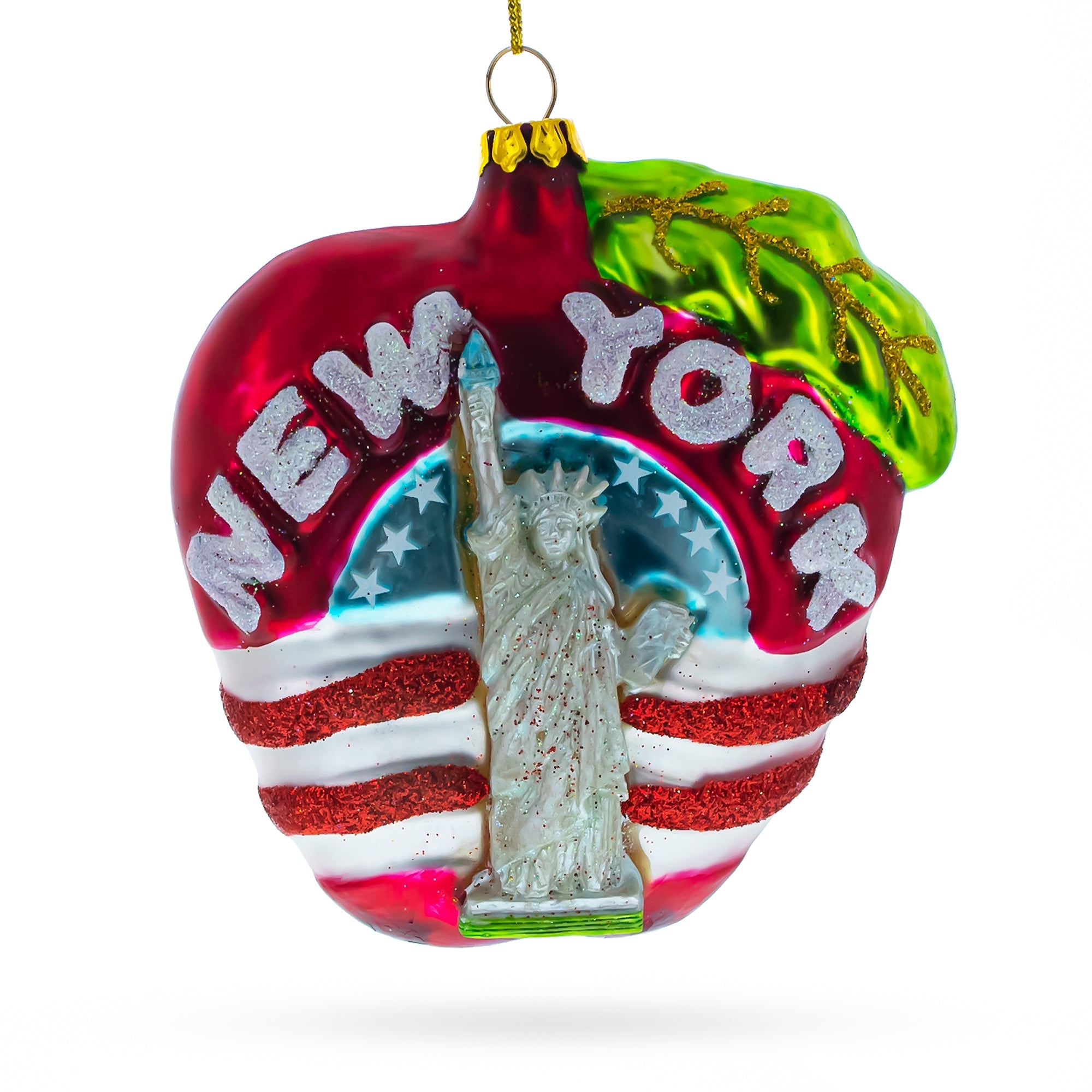 New York City Apple Symbol Glass Christmas Ornament