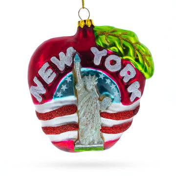 New York City Apple Symbol Glass Christmas Ornament