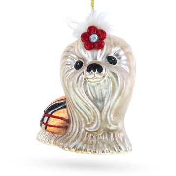 Shih Tzu Glass Christmas Ornament