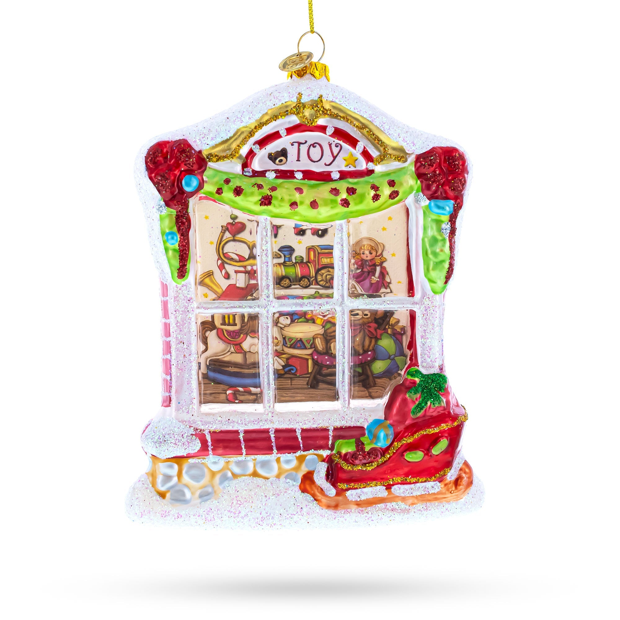 Winter Wonderland Toy House Glass Christmas Ornament