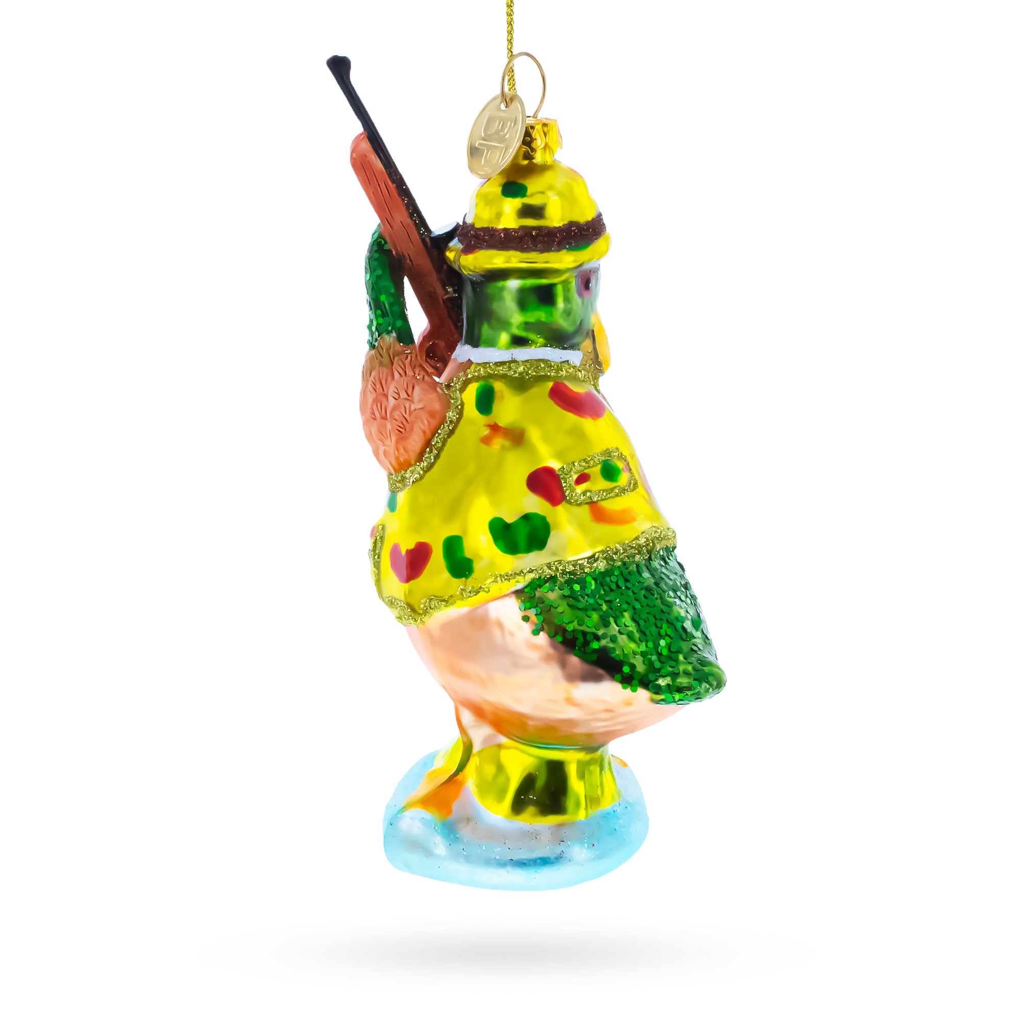 Duck the Hunter Glass Christmas Ornament