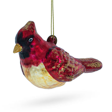 Red Cardinal Bird Glittered Glass Christmas Ornament