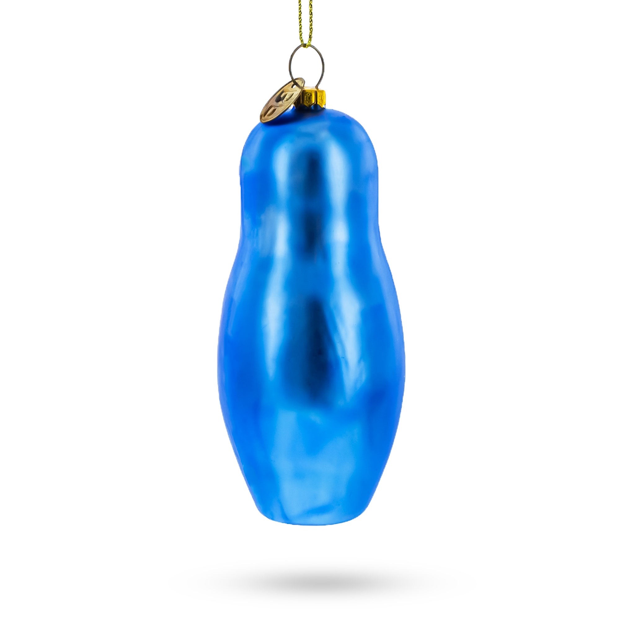 Blue Doll with Flower Glass Christmas Ornament