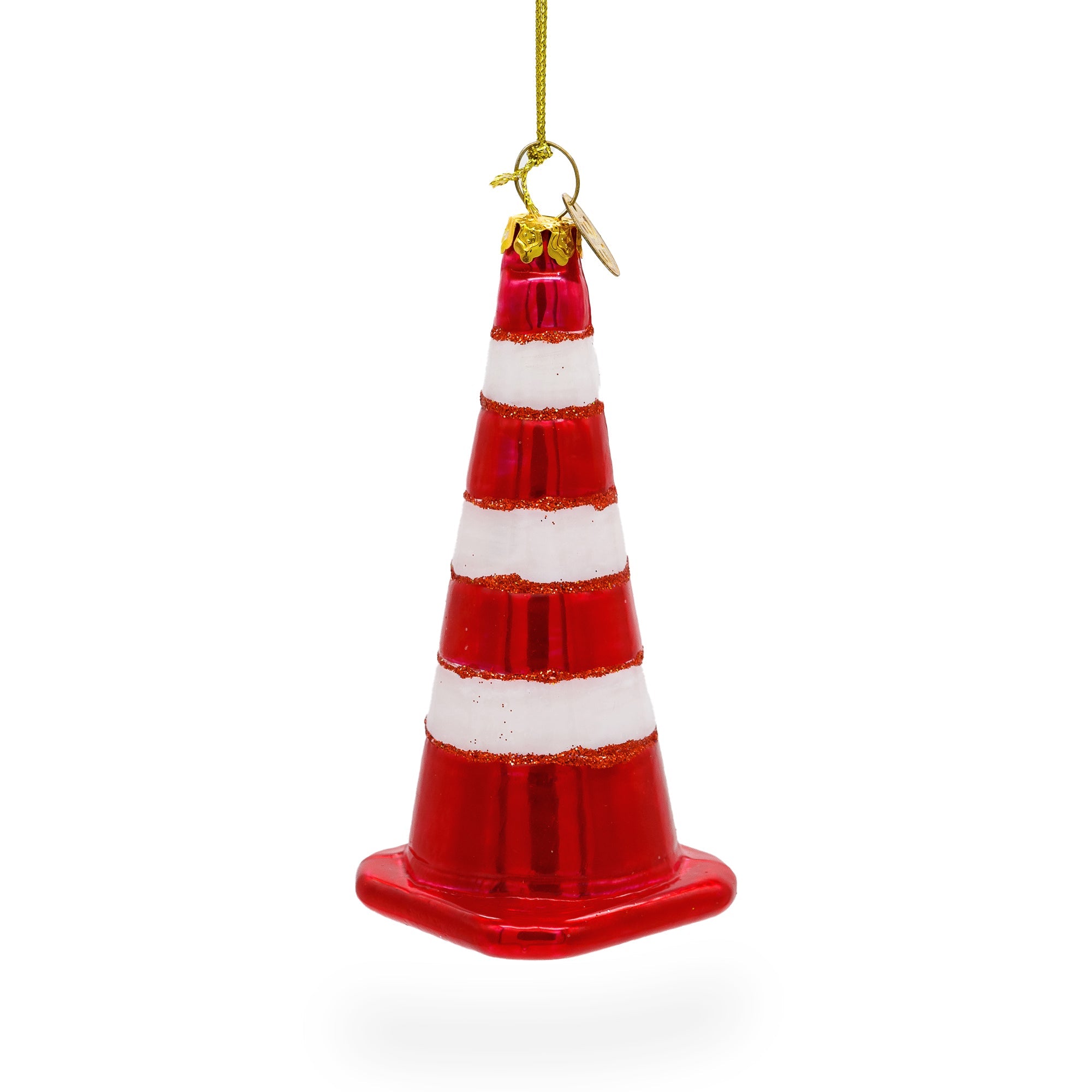 Traffic Cone Glass Christmas Ornament